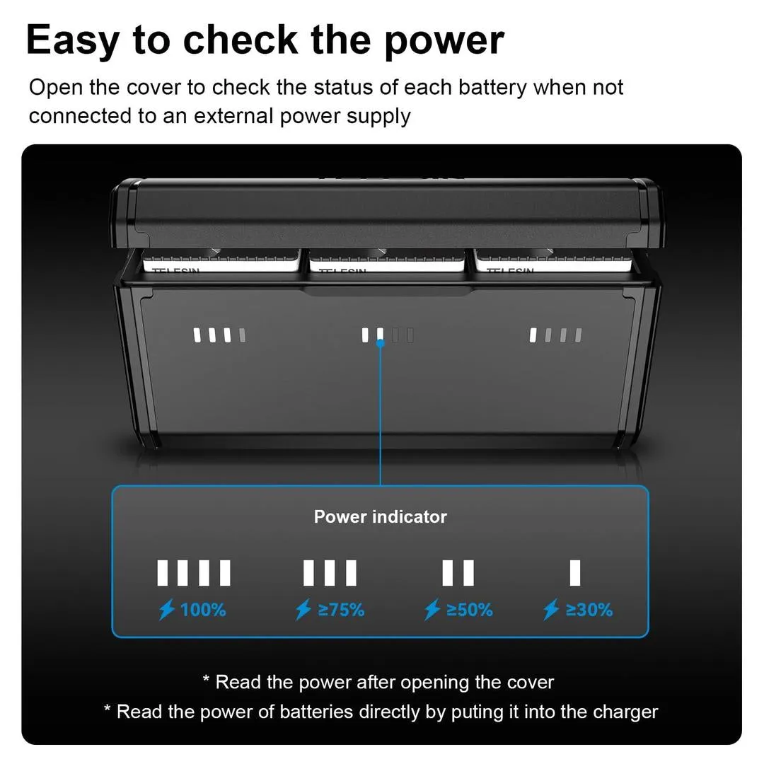 TELESIN 2-Pack Stamina Battery and Pocket Storage Box For GoPro HERO12/11/10/9, 23031702