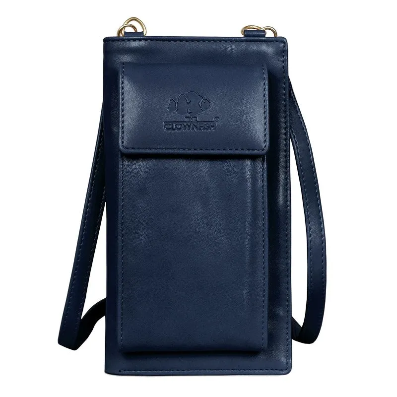 THE CLOWNFISH Adora Women Wallet/Sling Bag With Front Phone Pocket (Navy Blue)