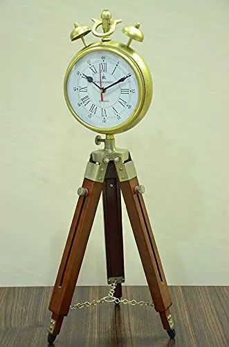 The Queen's Art Handmade Designer Wood and Metal Clock with Adjustable Wooden Tripod for Home and Office Decor