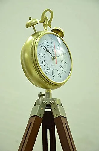 The Queen's Art Handmade Designer Wood and Metal Clock with Adjustable Wooden Tripod for Home and Office Decor