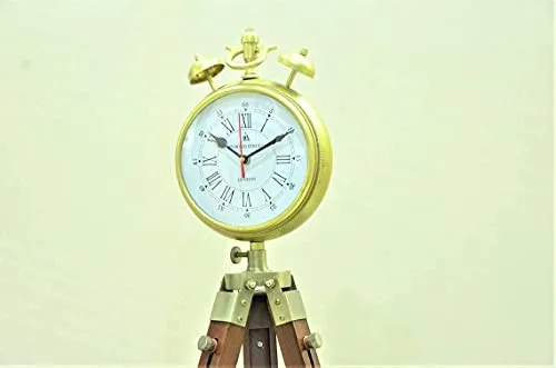 The Queen's Art Handmade Designer Wood and Metal Clock with Adjustable Wooden Tripod for Home and Office Decor