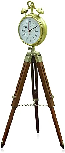 The Queen's Art Handmade Designer Wood and Metal Clock with Adjustable Wooden Tripod for Home and Office Decor