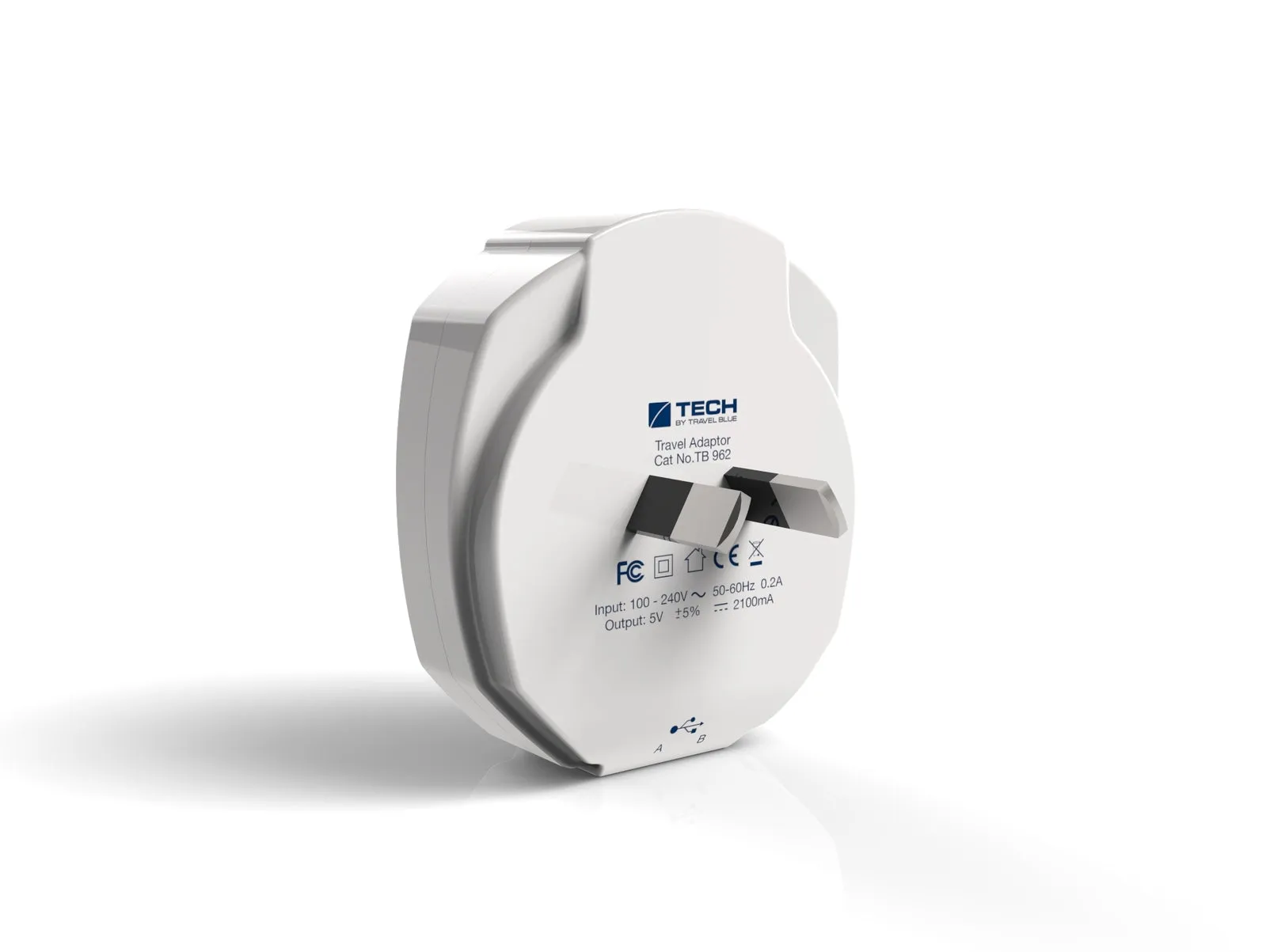 Travel Blue - Dual 2.1Amp wall charger - White