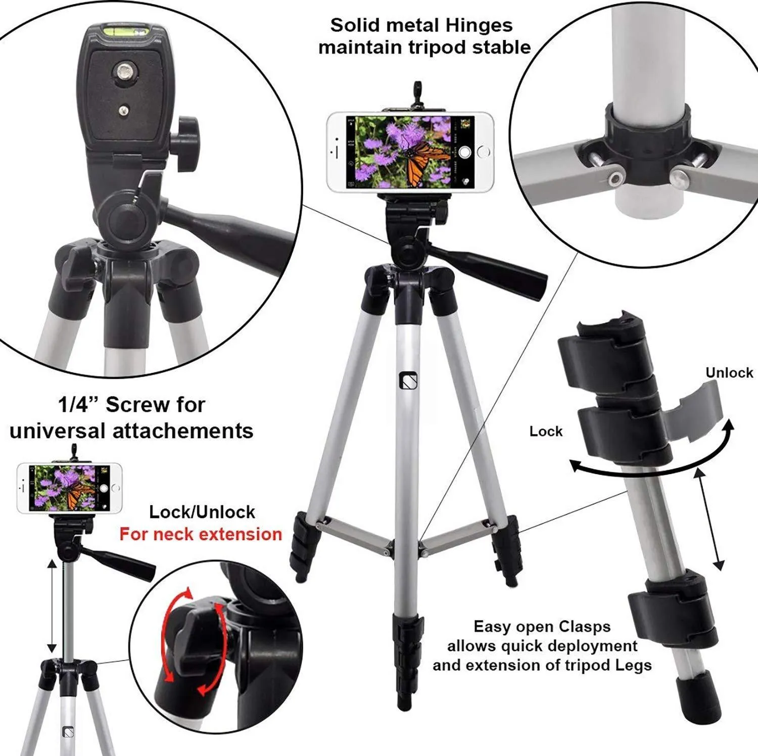 Tripod-3110  Portable Camera Tripod with Three-Dimensional Head & Quick Release 40.2 Inch Plate for Canon Nikon Sony Cameras Camcorders