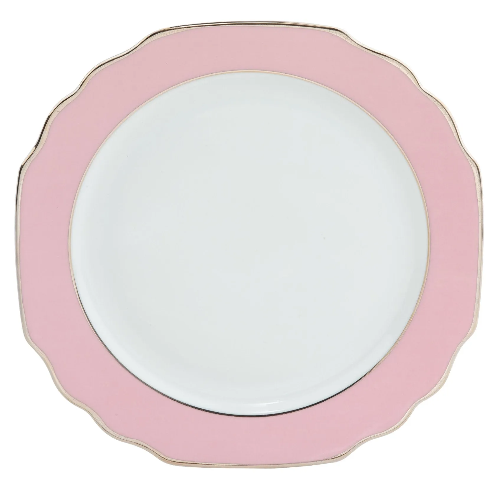 Ultra-White Georgian ColorSheen Pink - Platinum Banding - Charger Plate