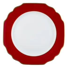 Ultra-White Georgian ColorSheen Red - Gold Banding - Charger Plate