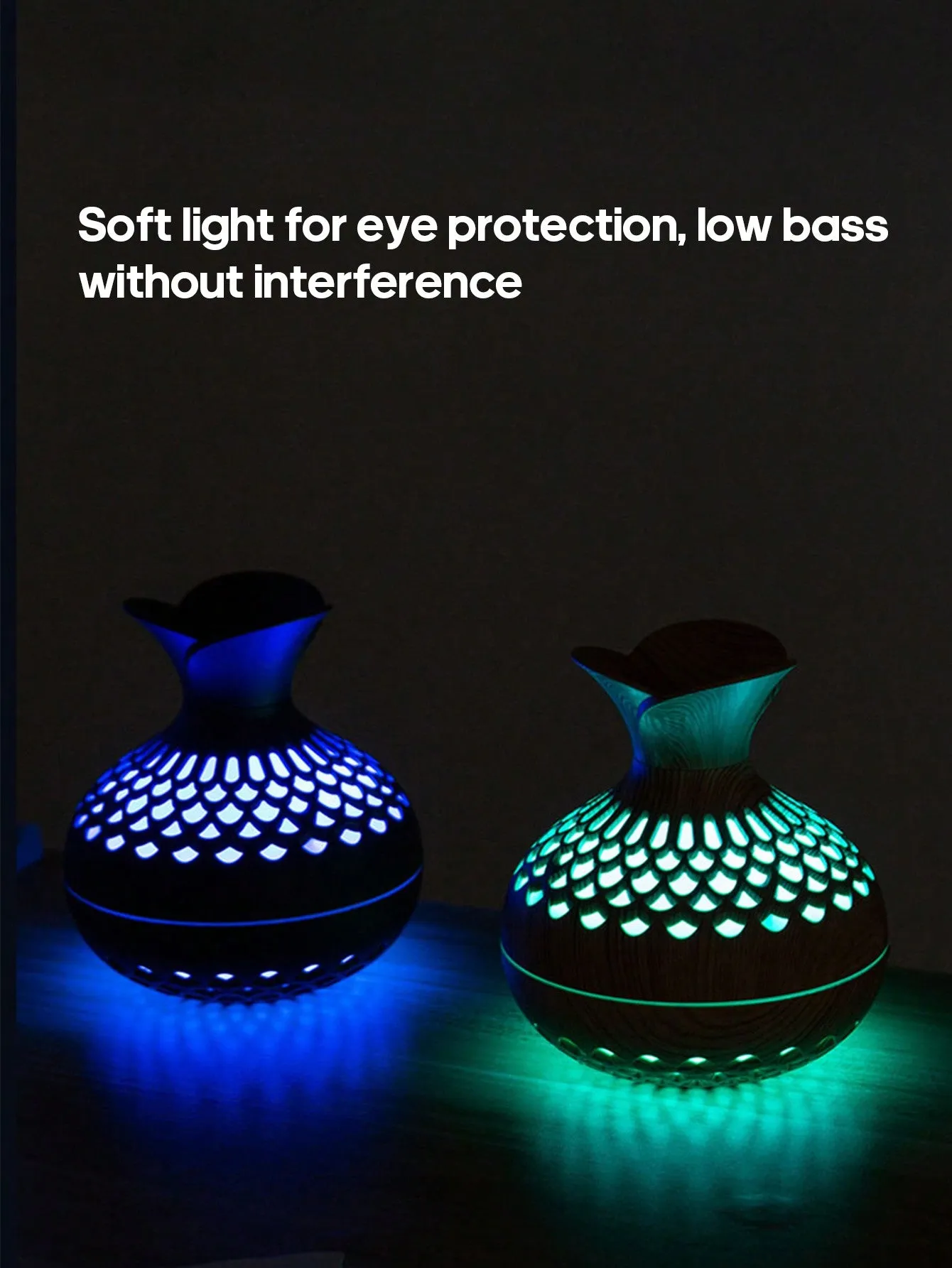 USB 300ml Mini Air Humidifier Dark Wood Grain Aroma Diffuser Ultrasonic Atomizer, Colourful Night Light, Suitable For Family Bedroom Desktop Use