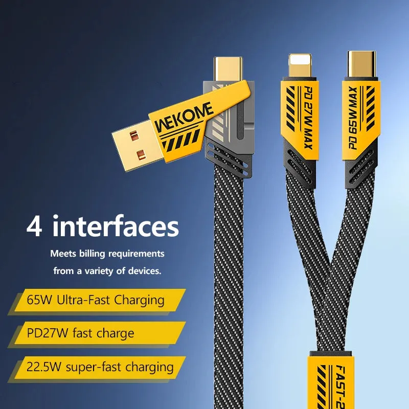 USB a cable|WEKOME Mech Style 4-in-1 Cable USB A Type-C Dual Connector for iPhone,Android