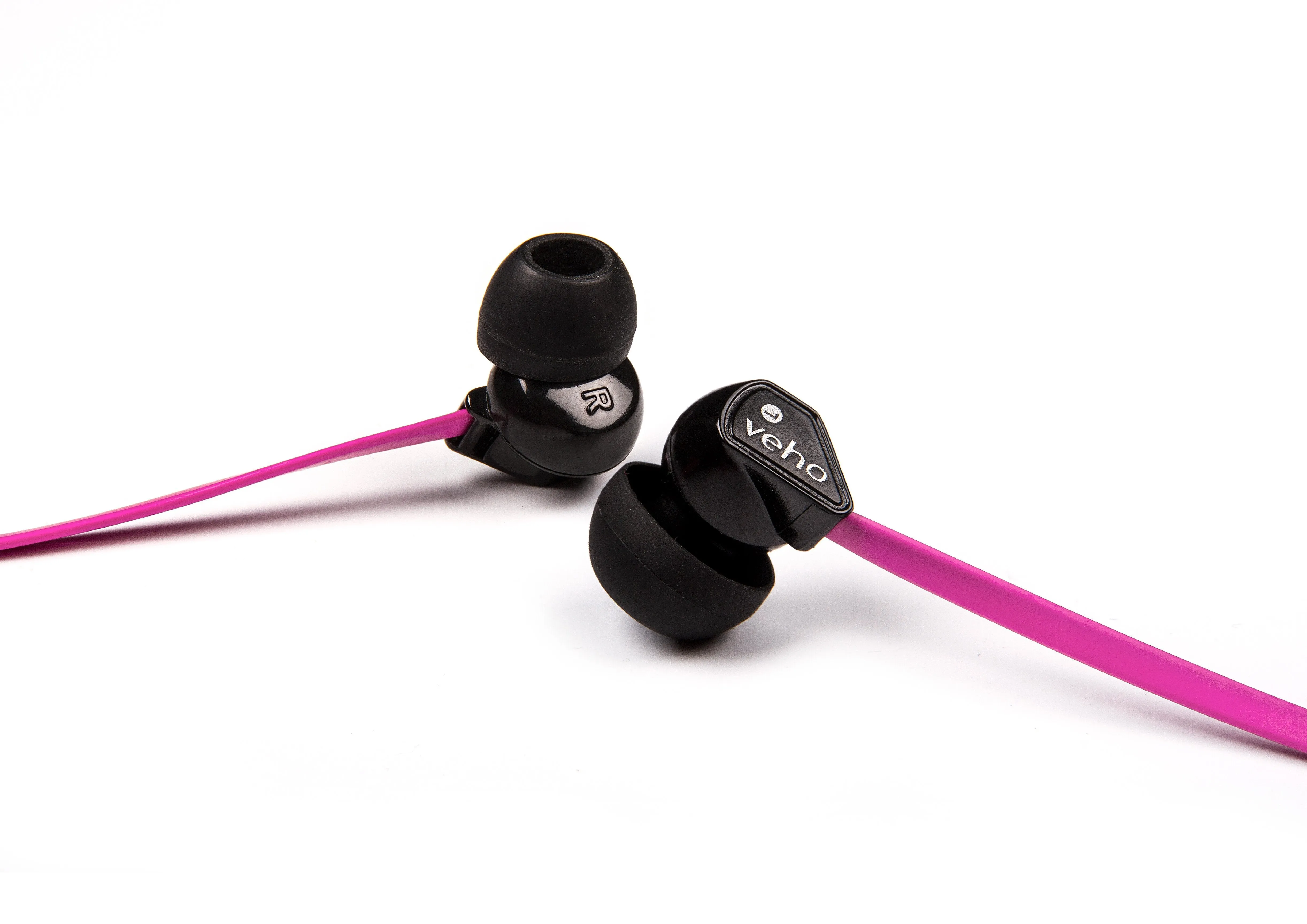 Veho 360 Z-1 Stereo Noise isolating Earphones with flex 'anti' tangle cord system - Pink