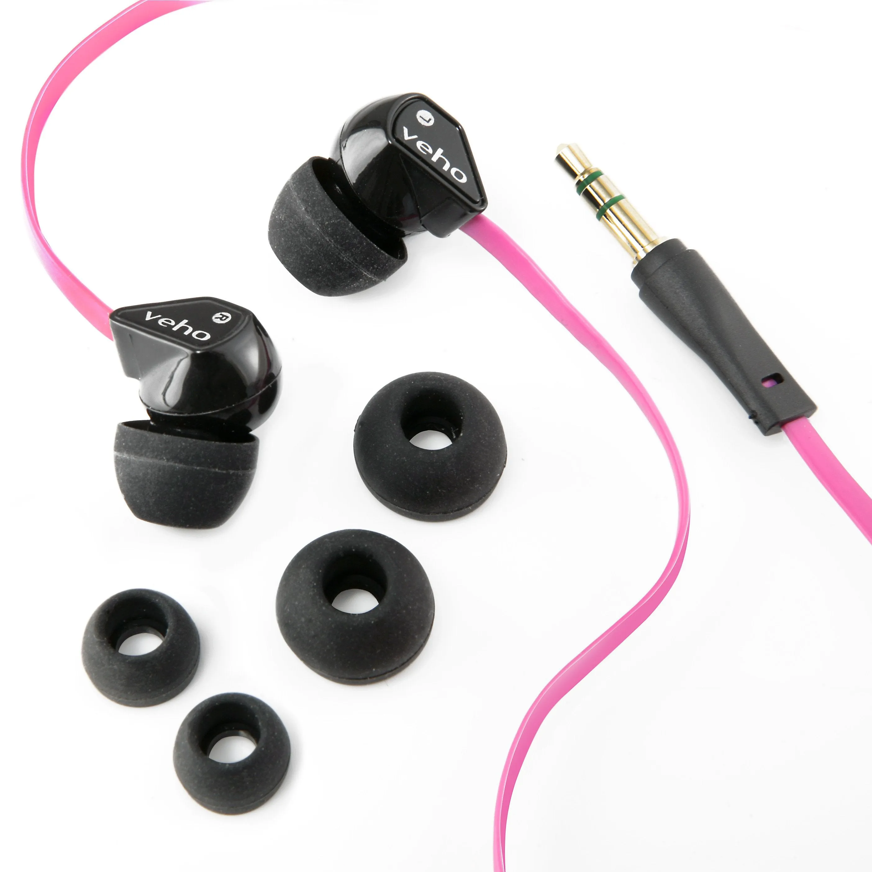 Veho 360 Z-1 Stereo Noise isolating Earphones with flex 'anti' tangle cord system - Pink