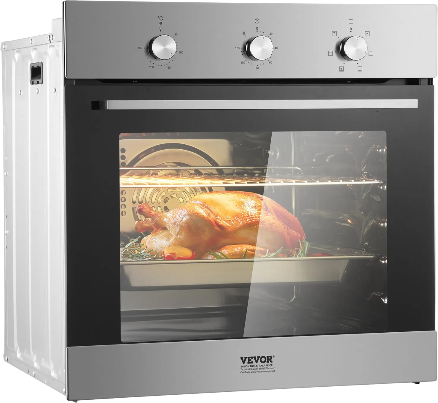 Vevor Wall Oven 24" Electric Built-In Single Oven 2.68 Cu. Ft. 6 Functions Convection Self-Cleaning System New