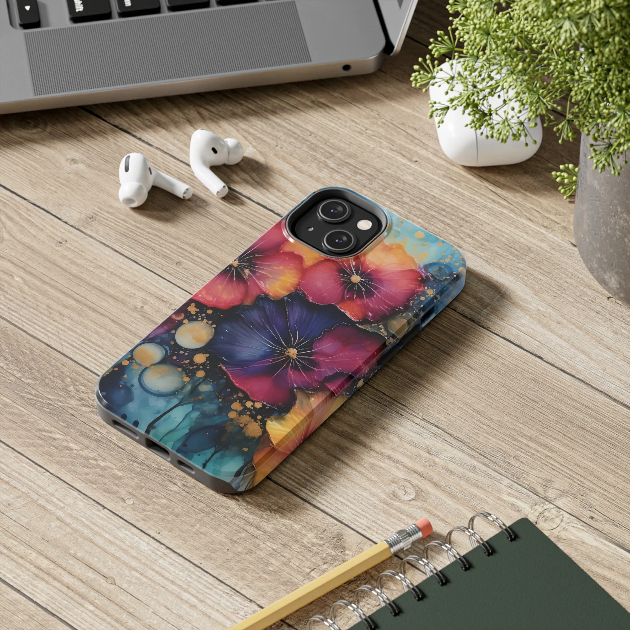 Vibrant 3D Watercolor Flowers print Design Tough Phone Case compatible with a large variety of iPhone models, Gift, Phone Case