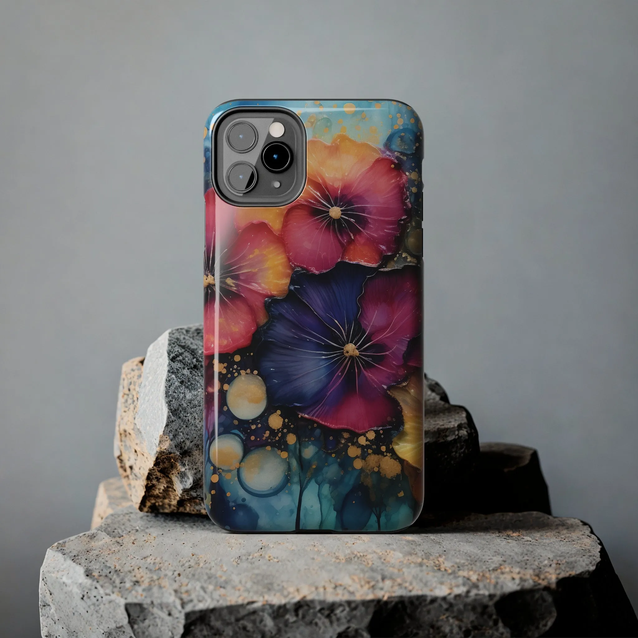 Vibrant 3D Watercolor Flowers print Design Tough Phone Case compatible with a large variety of iPhone models, Gift, Phone Case