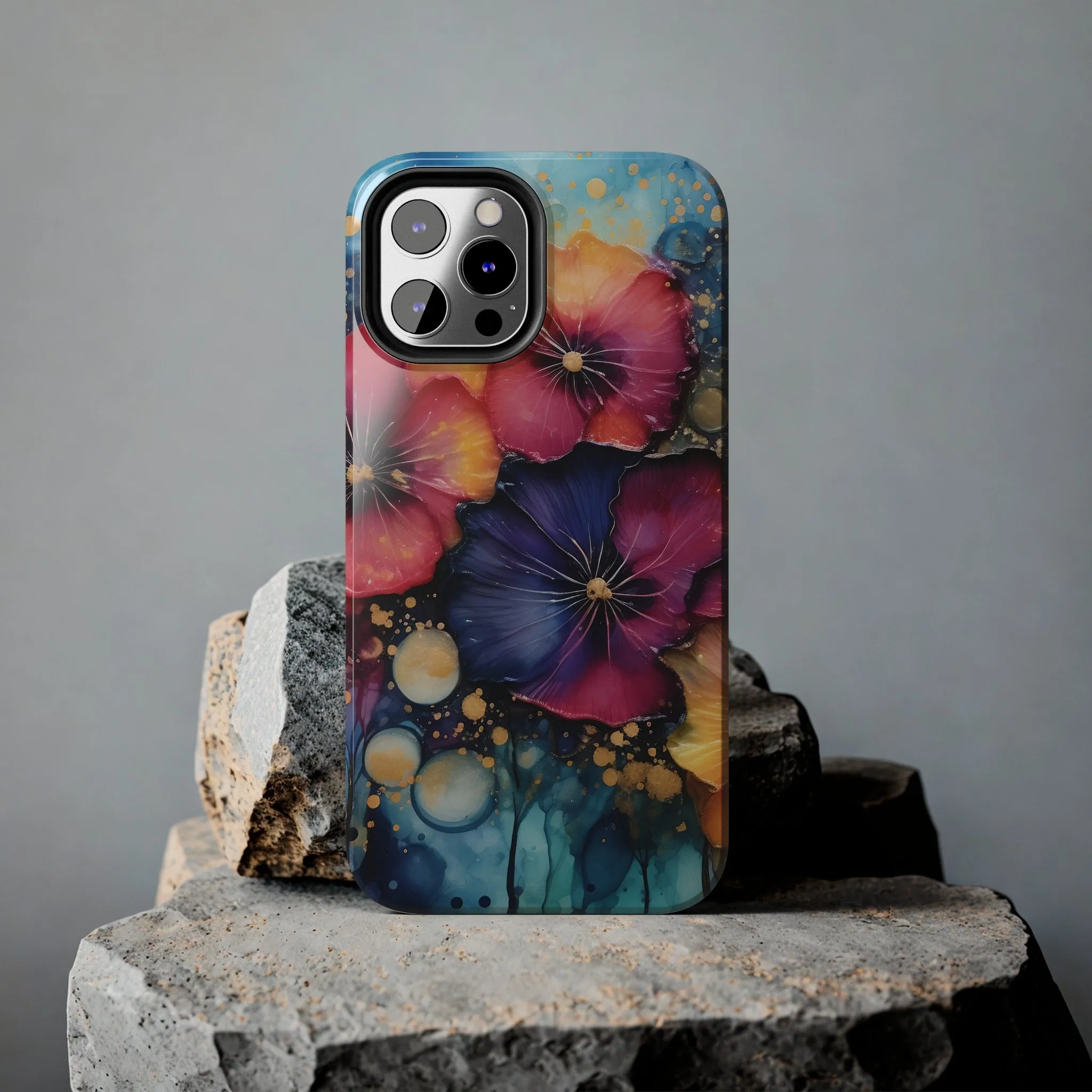 Vibrant 3D Watercolor Flowers print Design Tough Phone Case compatible with a large variety of iPhone models, Gift, Phone Case