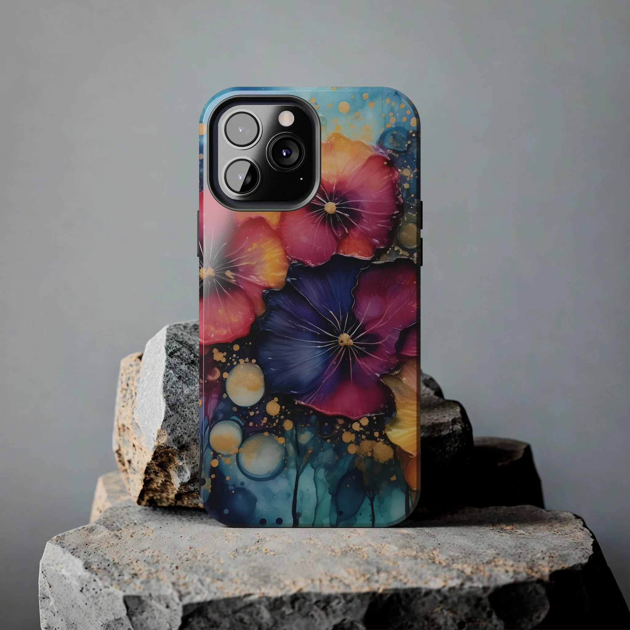 Vibrant 3D Watercolor Flowers print Design Tough Phone Case compatible with a large variety of iPhone models, Gift, Phone Case