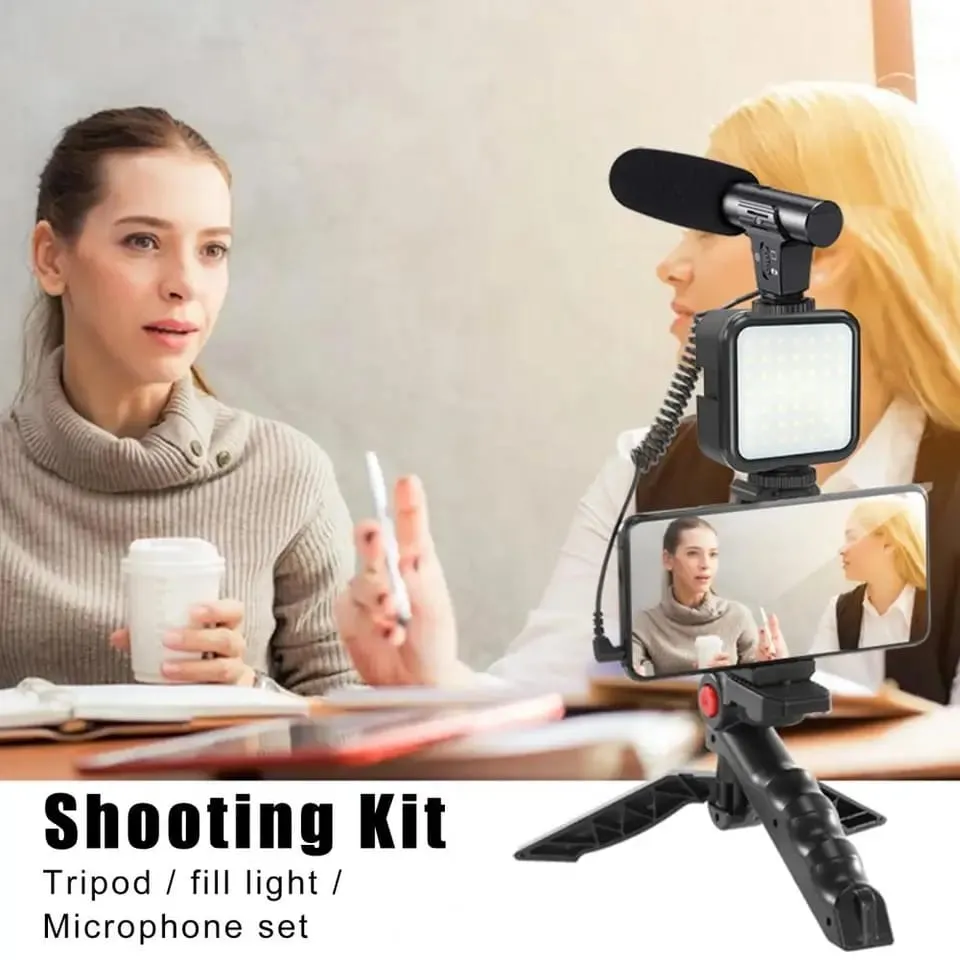 Video Vlog Making Tripod Kit with Mic & Light AY-49