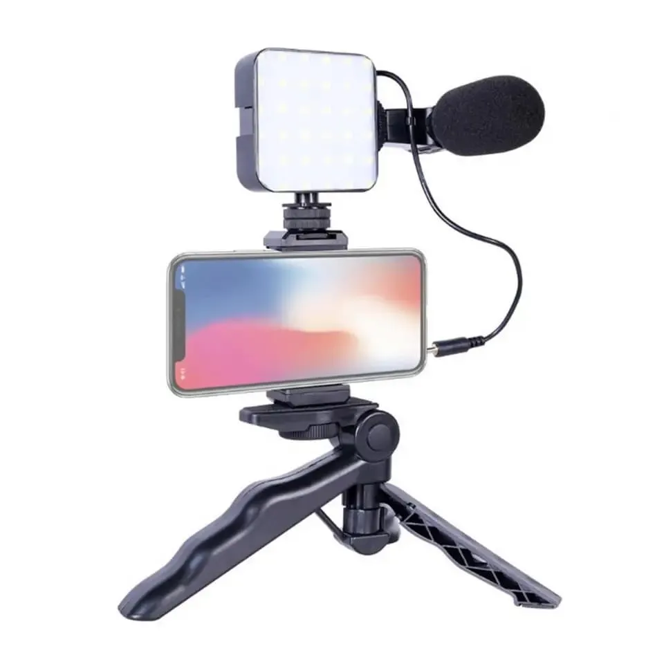 Video Vlog Making Tripod Kit with Mic & Light AY-49