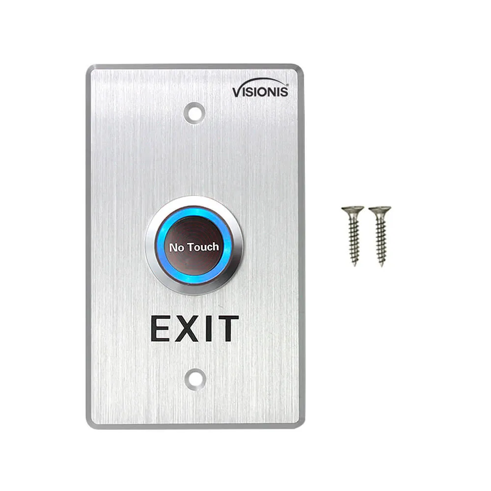 Visionis 2 Pack FPC-7546 VIS-7013 Indoor Stainless Steel No Touch Request To Exit Button With Timer Delay Standard Size With LED Light NC COM And NO Outputs