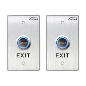 Visionis 2 Pack FPC-7546 VIS-7013 Indoor Stainless Steel No Touch Request To Exit Button With Timer Delay Standard Size With LED Light NC COM And NO Outputs