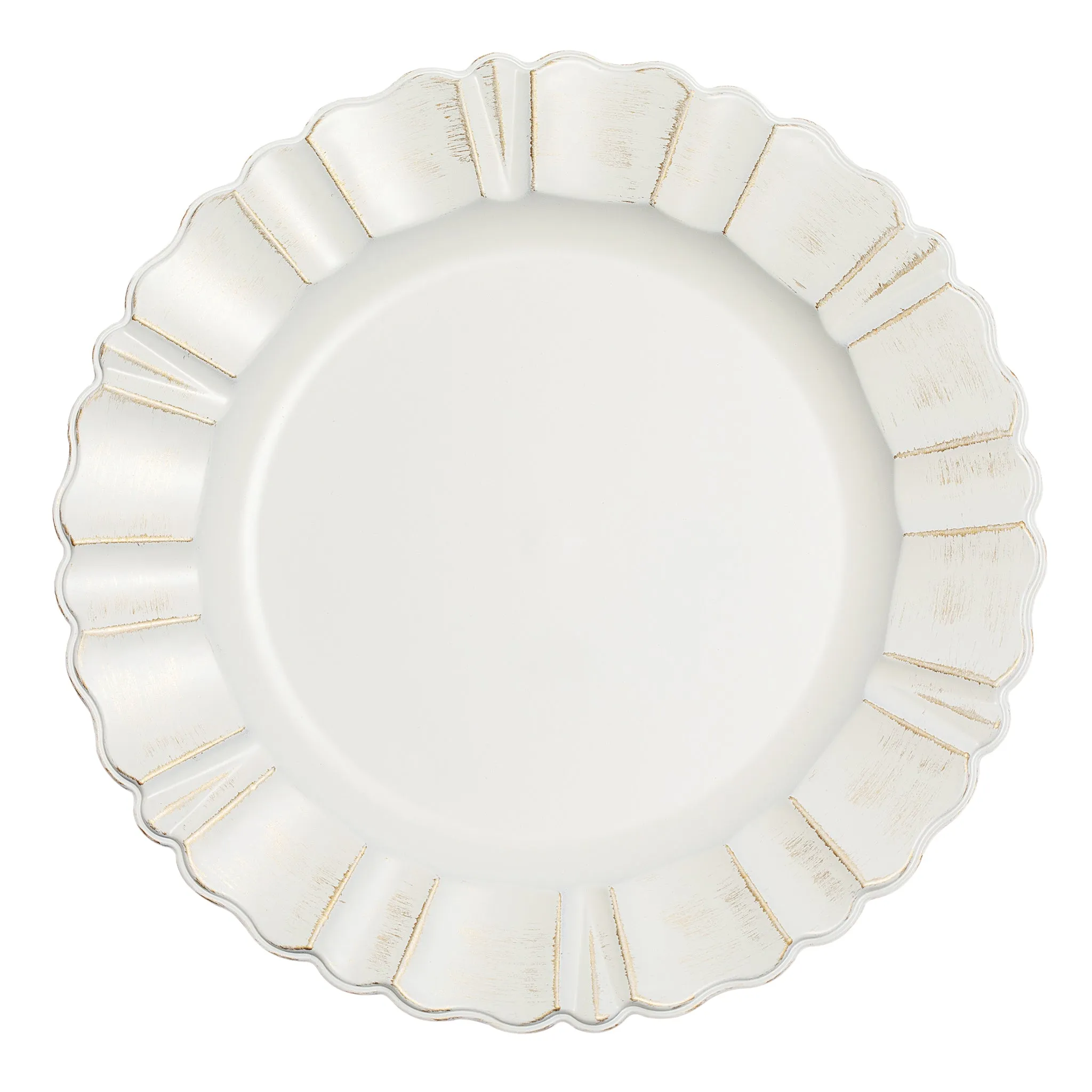 Waved Scalloped Acrylic 13" Charger Plate - Gold & Ivory