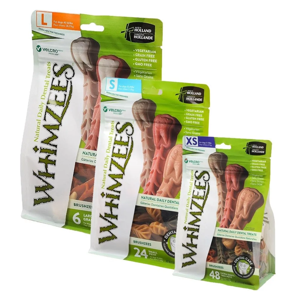 Whimzees Brushzees Toothbrush Dental Chews for Dogs