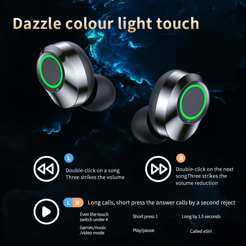 Wireless Bluetooth-compatible Headset TWS Large Screen Smart Digital Display In Ear Breathing Light