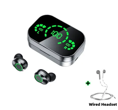 Wireless Bluetooth-compatible Headset TWS Large Screen Smart Digital Display In Ear Breathing Light