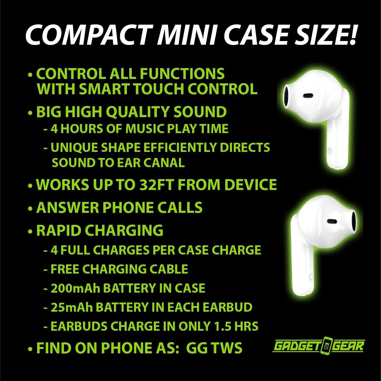 Wireless Earbuds Mini with Case - 6 Pieces Per Retail Ready Display 23604