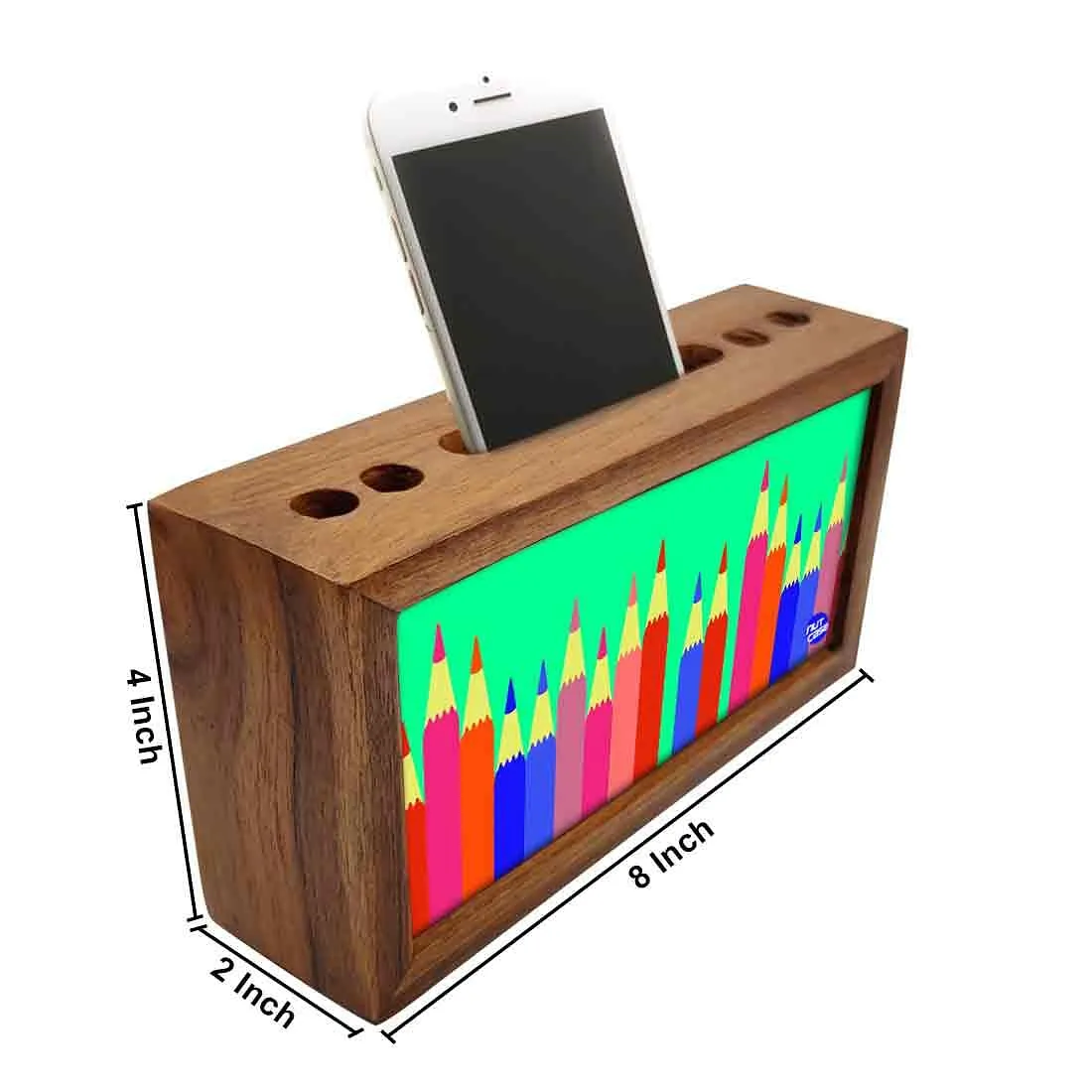 Wooden Desk Organizer Pen Mobile Stand - Pencils