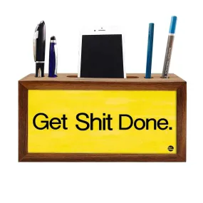 Wooden desktop organizer Pen Mobile Stand - Get Shit Done